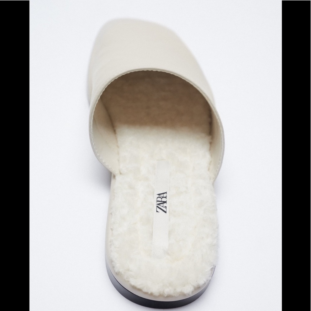 New Zara Mules Faux Fur White - Picture 3 of 11